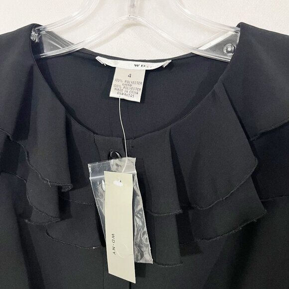 NEW Black Sheer Long Sleeve Button Down Shirt Ruffle Whimsigoth Goth Size 4 - Picture 5 of 8